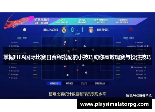 掌握FIFA国际比赛日赛程搭配的小技巧助你高效观赛与投注技巧 掌握FIFA国际比赛日赛程搭配的小技巧助你高效观赛与投注技巧
